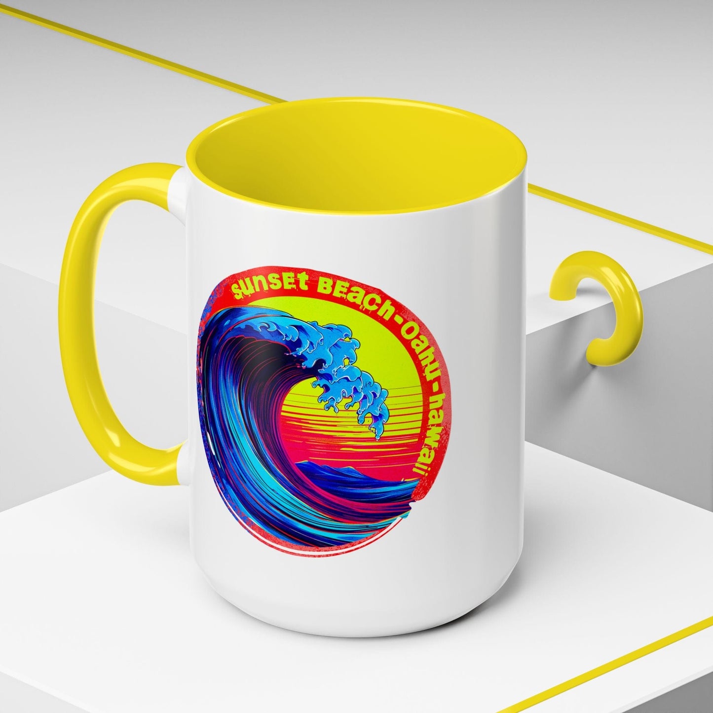 Sunset Beach Oahu, Hawaii 15oz Mug Yellow / 15oz