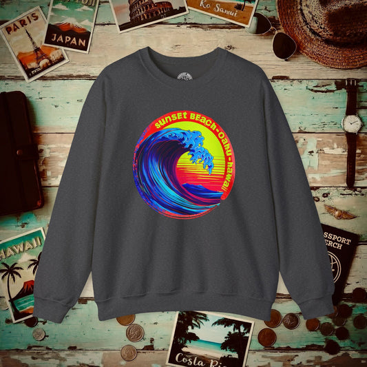 Sunset Beach Oahu, Hawaii Crewneck Dark Heather / S