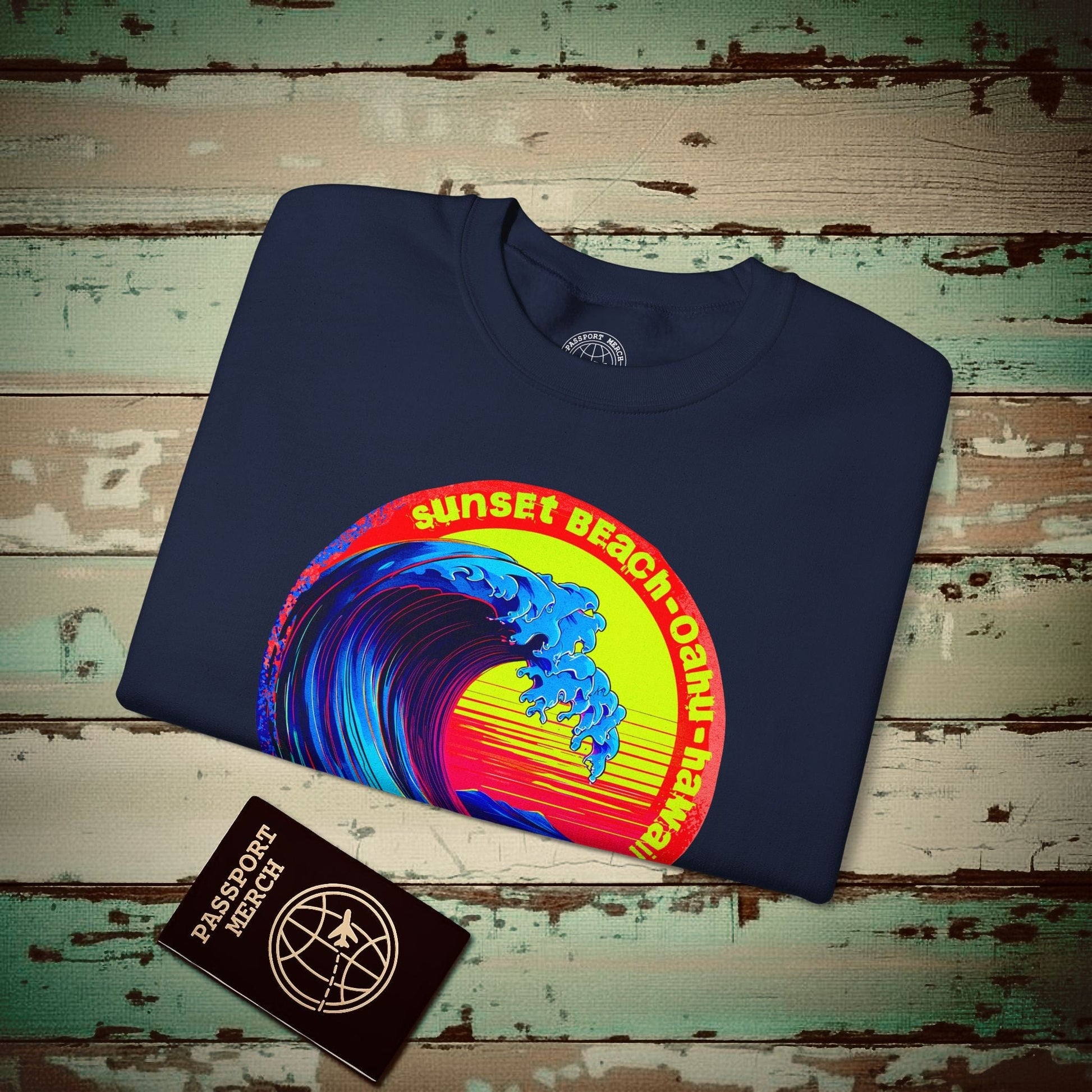 Sunset Beach Oahu, Hawaii Crewneck Navy / S
