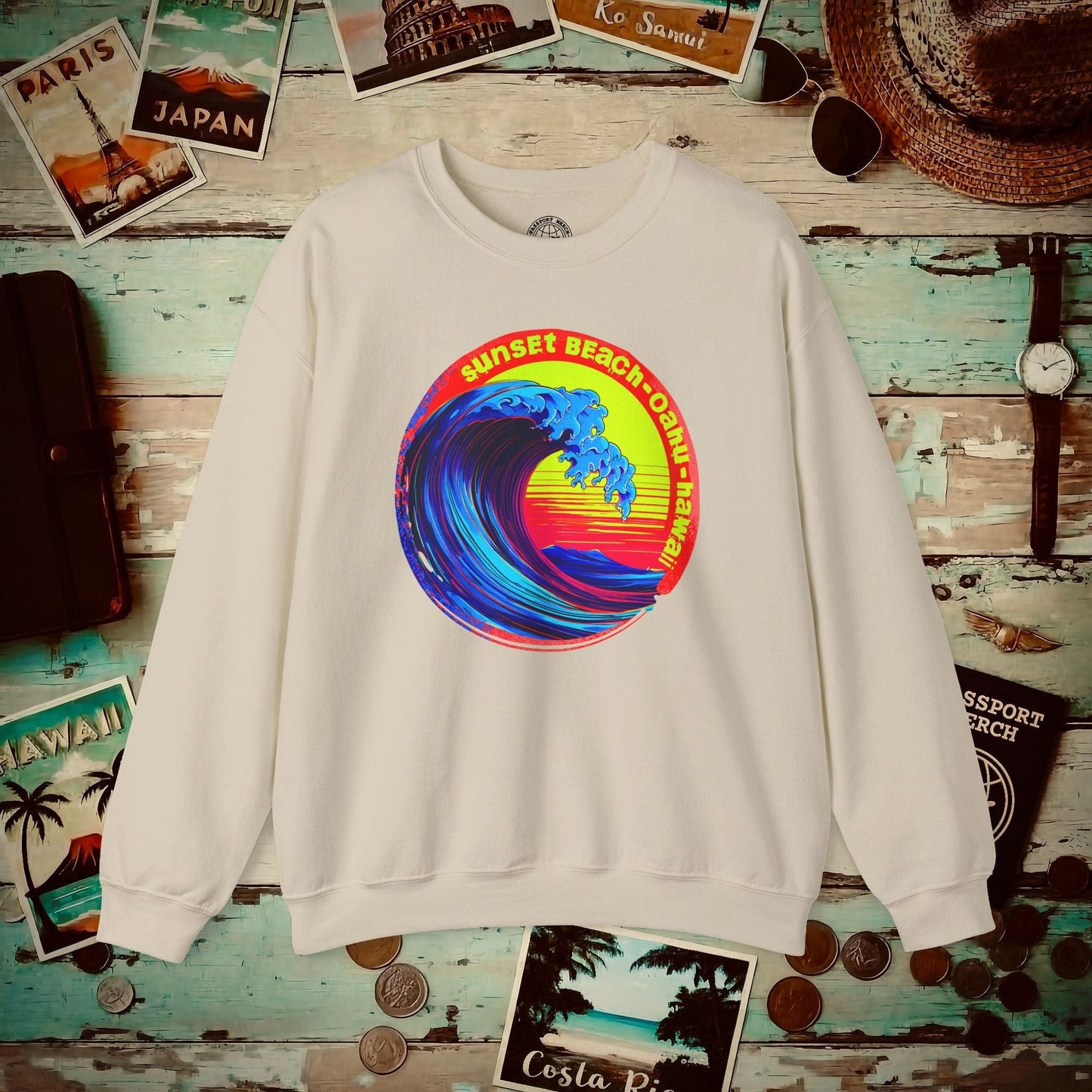 Sunset Beach Oahu, Hawaii Crewneck Sand / S