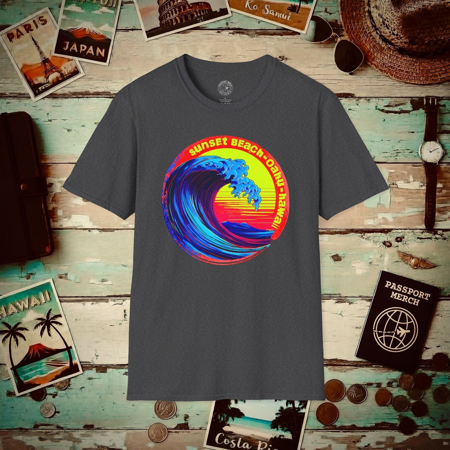 Sunset Beach Oahu, Hawaii T-Shirt Dark Heather / S