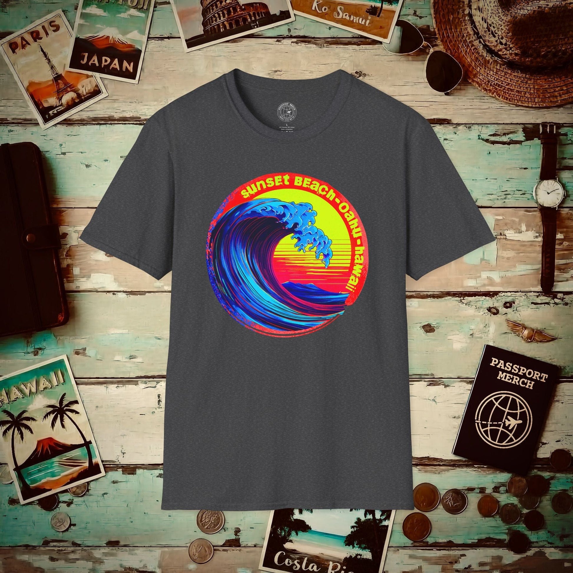 Sunset Beach Oahu, Hawaii T-Shirt Dark Heather / S