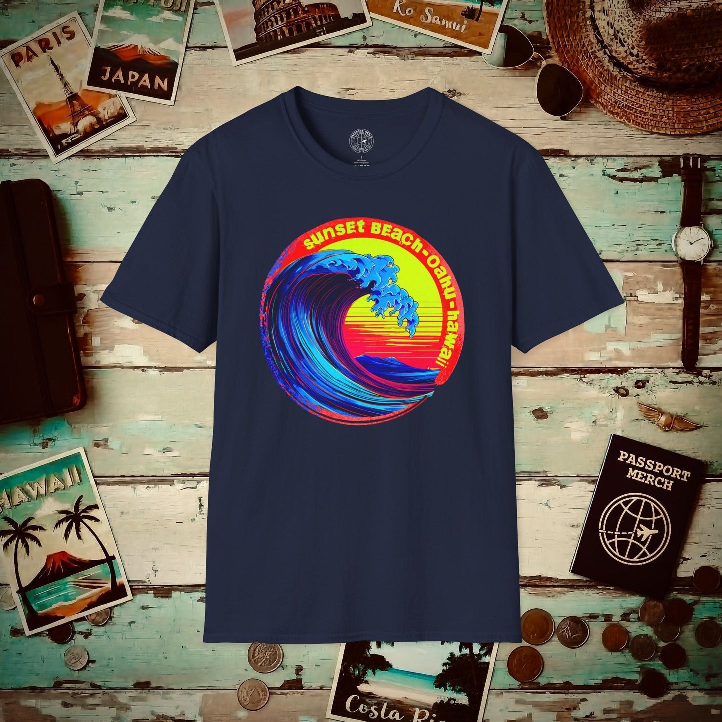 Sunset Beach Oahu, Hawaii T-Shirt Navy / S