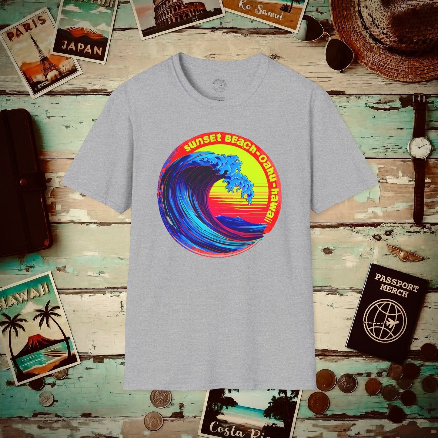 Sunset Beach Oahu, Hawaii T-Shirt Sport Grey / S