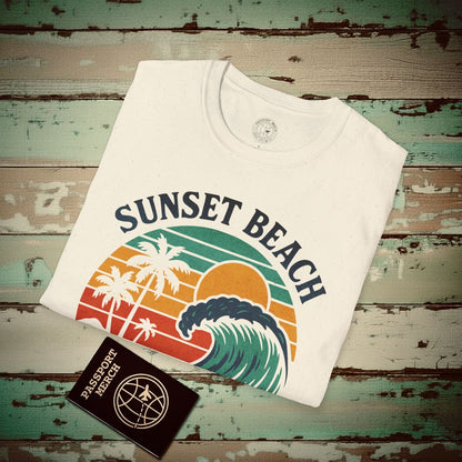 Sunset Beach, Oahu, Hawaii - Vibrant Wave Retro T-Shirt Natural / S