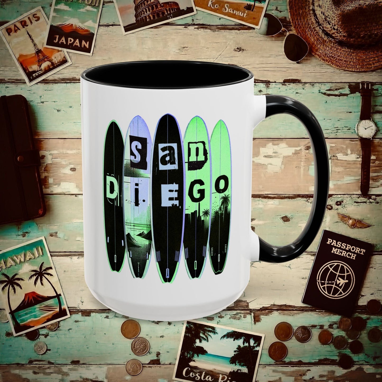 Surfboard Dreams San Diego, California 15oz Mug Black / 15oz