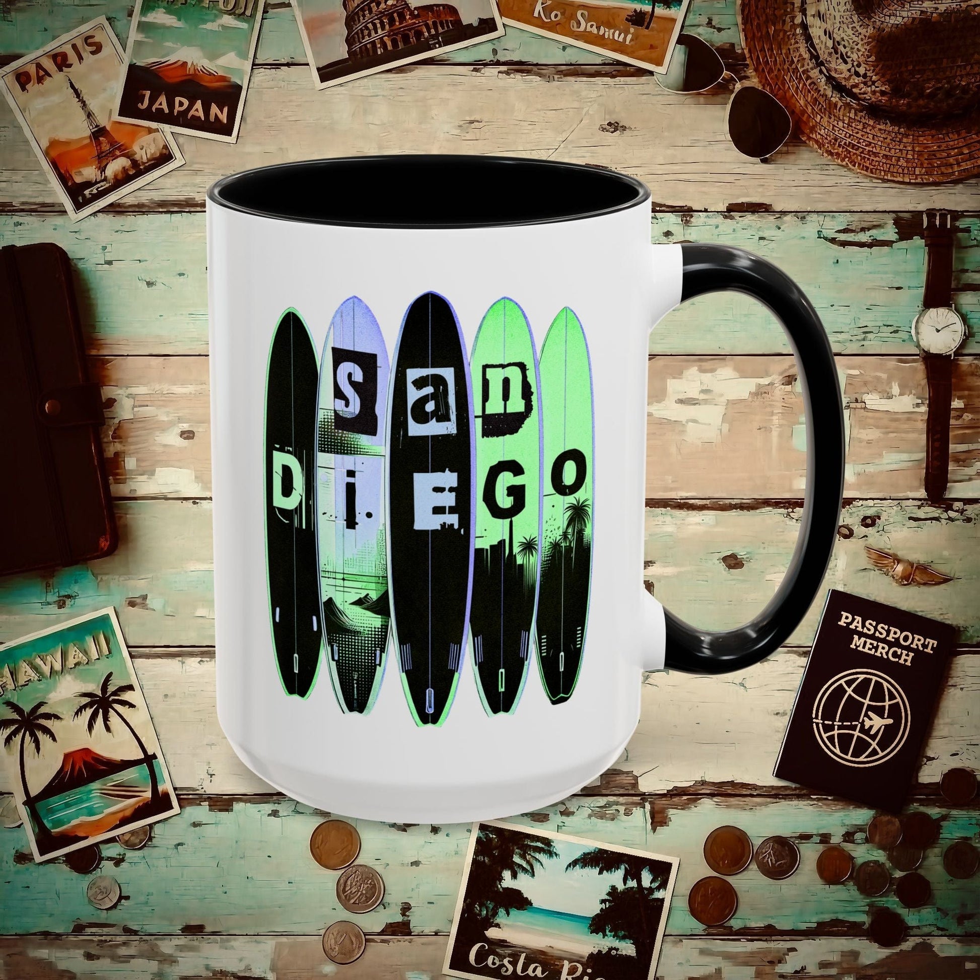 Surfboard Dreams San Diego, California 15oz Mug Black / 15oz