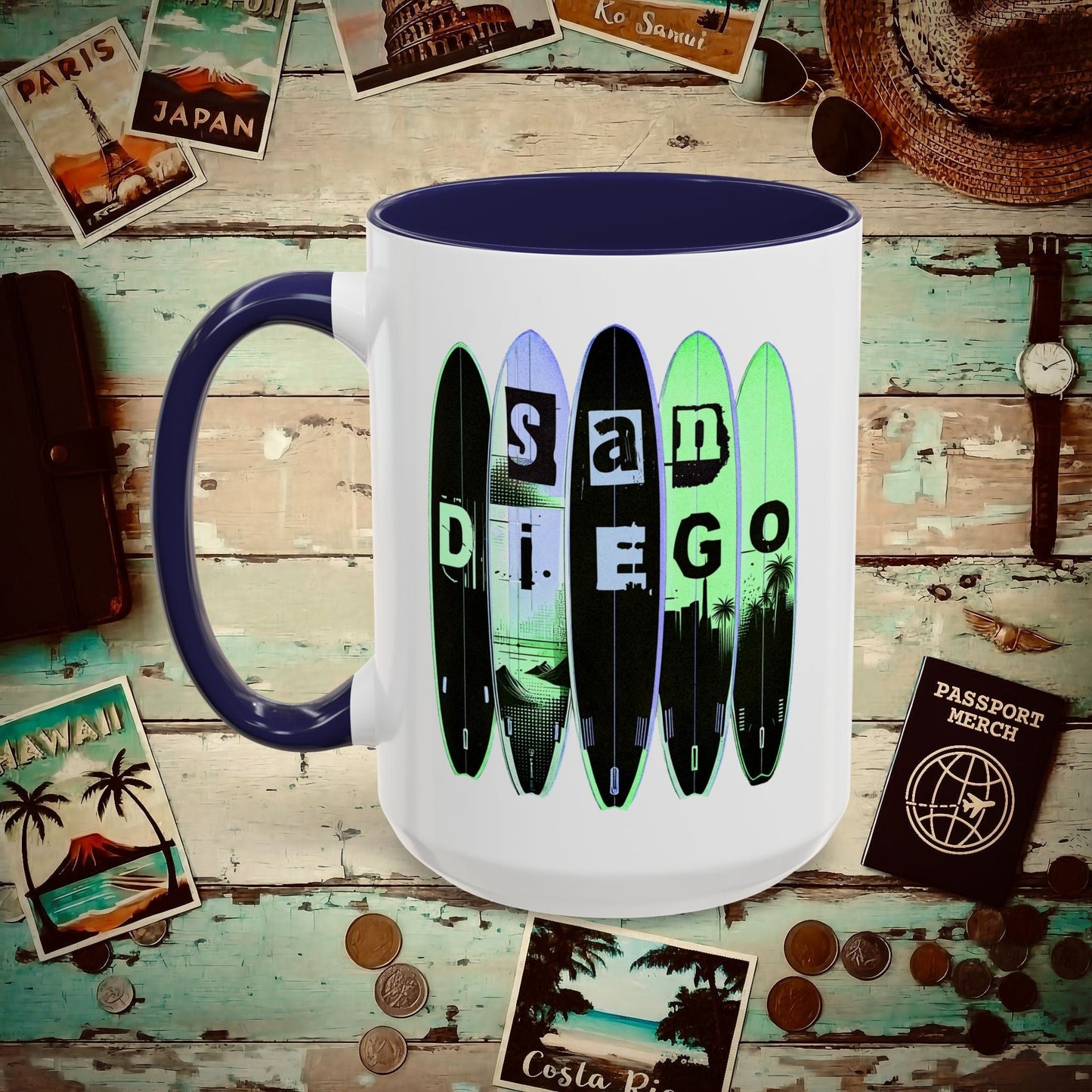 Surfboard Dreams San Diego, California 15oz Mug Navy / 15oz