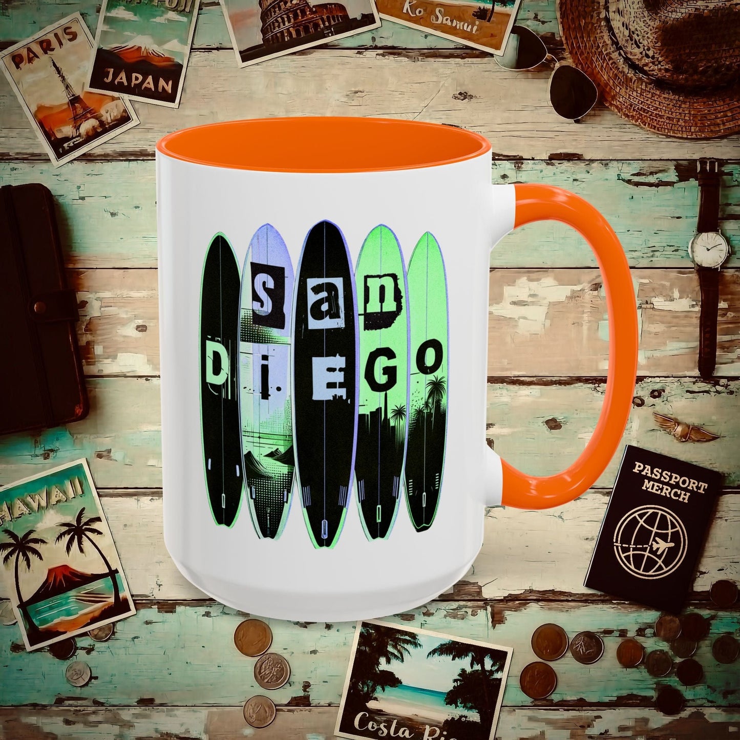 Surfboard Dreams San Diego, California 15oz Mug Orange / 15oz