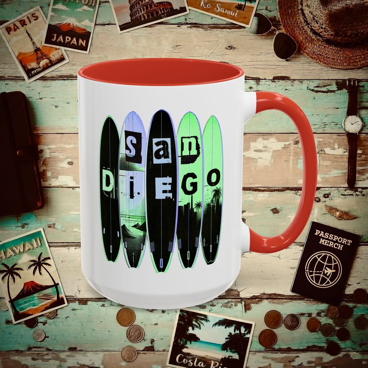 Surfboard Dreams San Diego, California 15oz Mug Red / 15oz