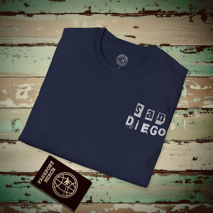 Surfboard Dreams San Diego, California, Back Print T-Shirt Navy / S