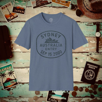 Sydney, Australia - Vintage Passport Stamp T-Shirt Heather Indigo / S