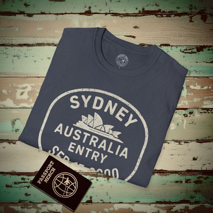 Sydney, Australia - Vintage Passport Stamp T-Shirt Heather Navy / S
