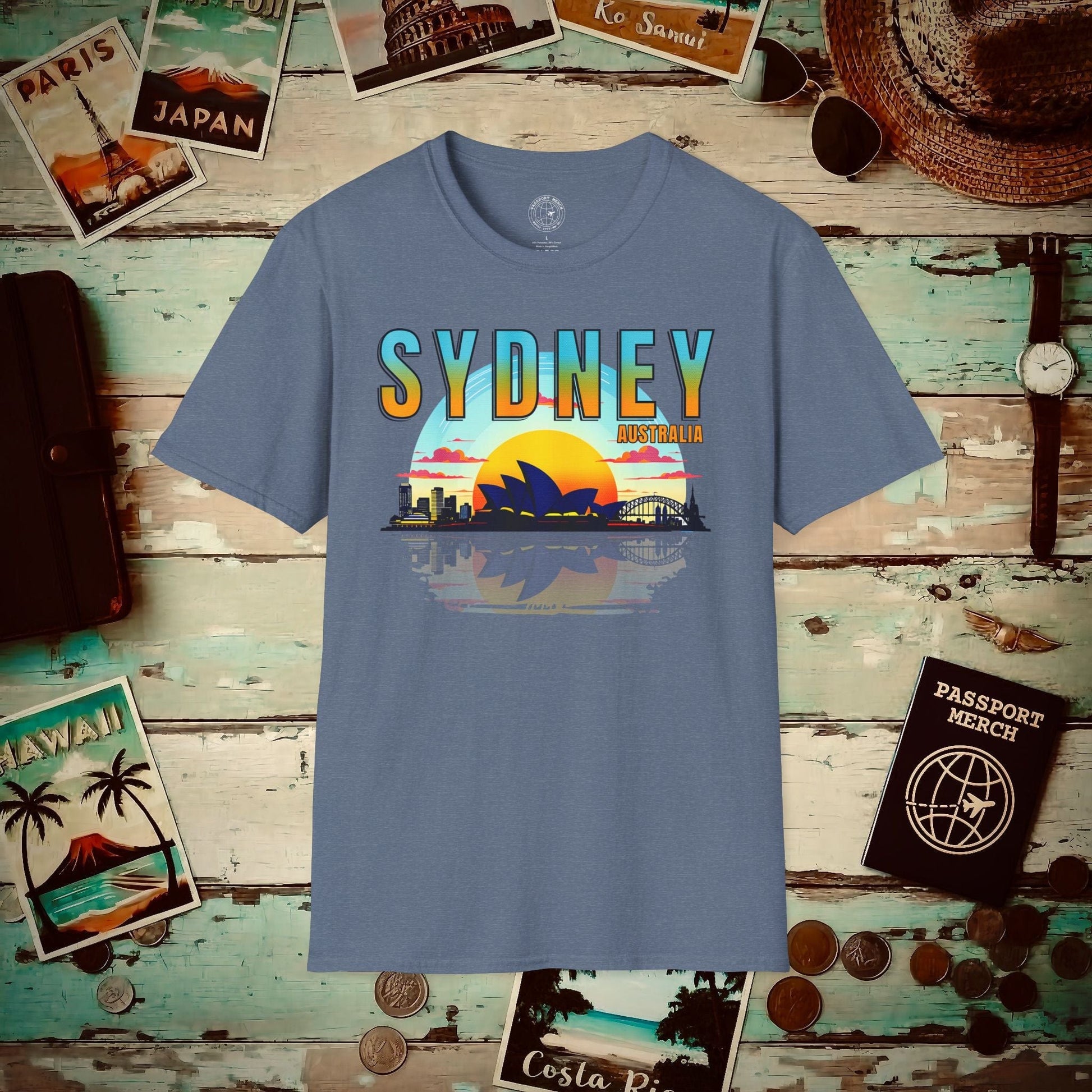 Sydney Opera House Sunset, Australia T-Shirt Heather Indigo / S