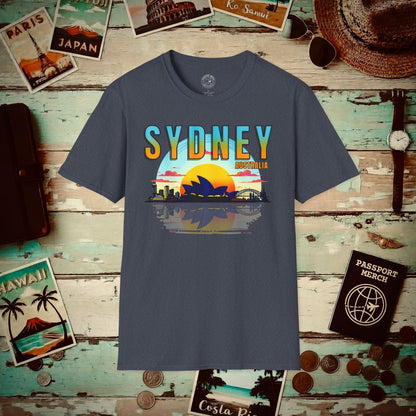 Sydney Opera House Sunset, Australia T-Shirt Heather Navy / S