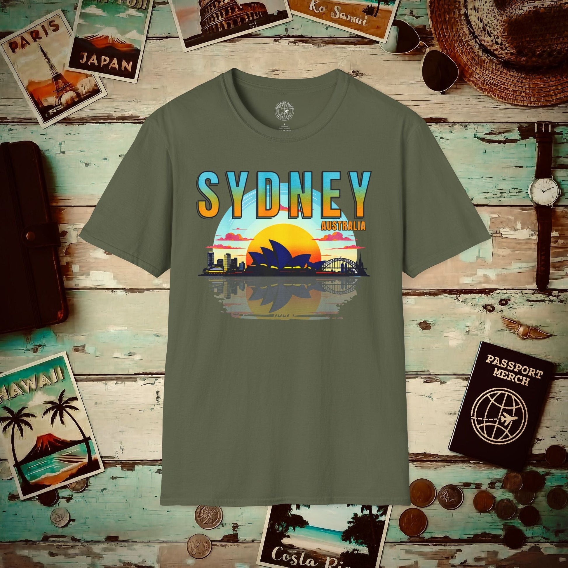 Sydney Opera House Sunset, Australia T-Shirt Military Green / S
