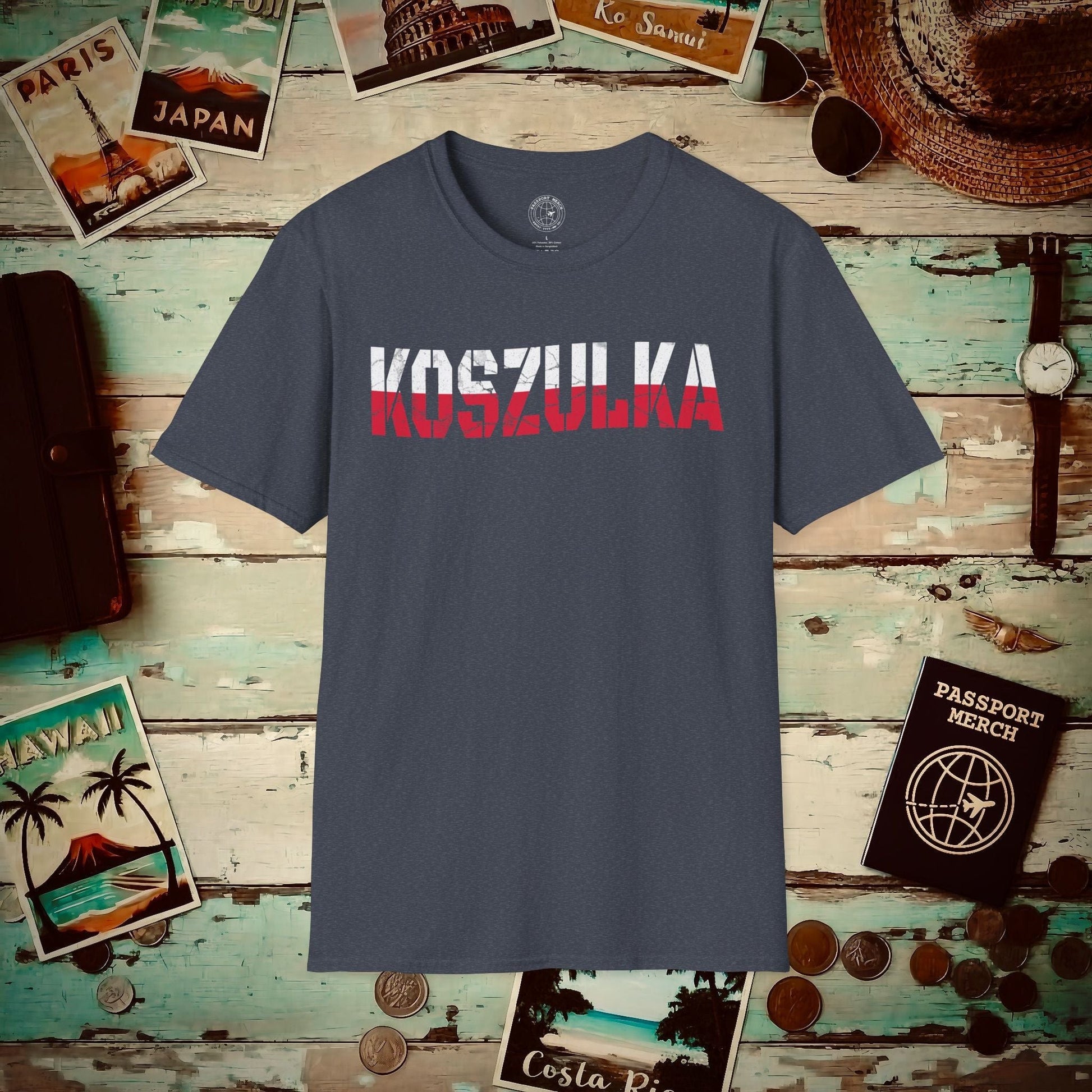 T-Shirt that says T-Shirt in Polish Heather Navy / S