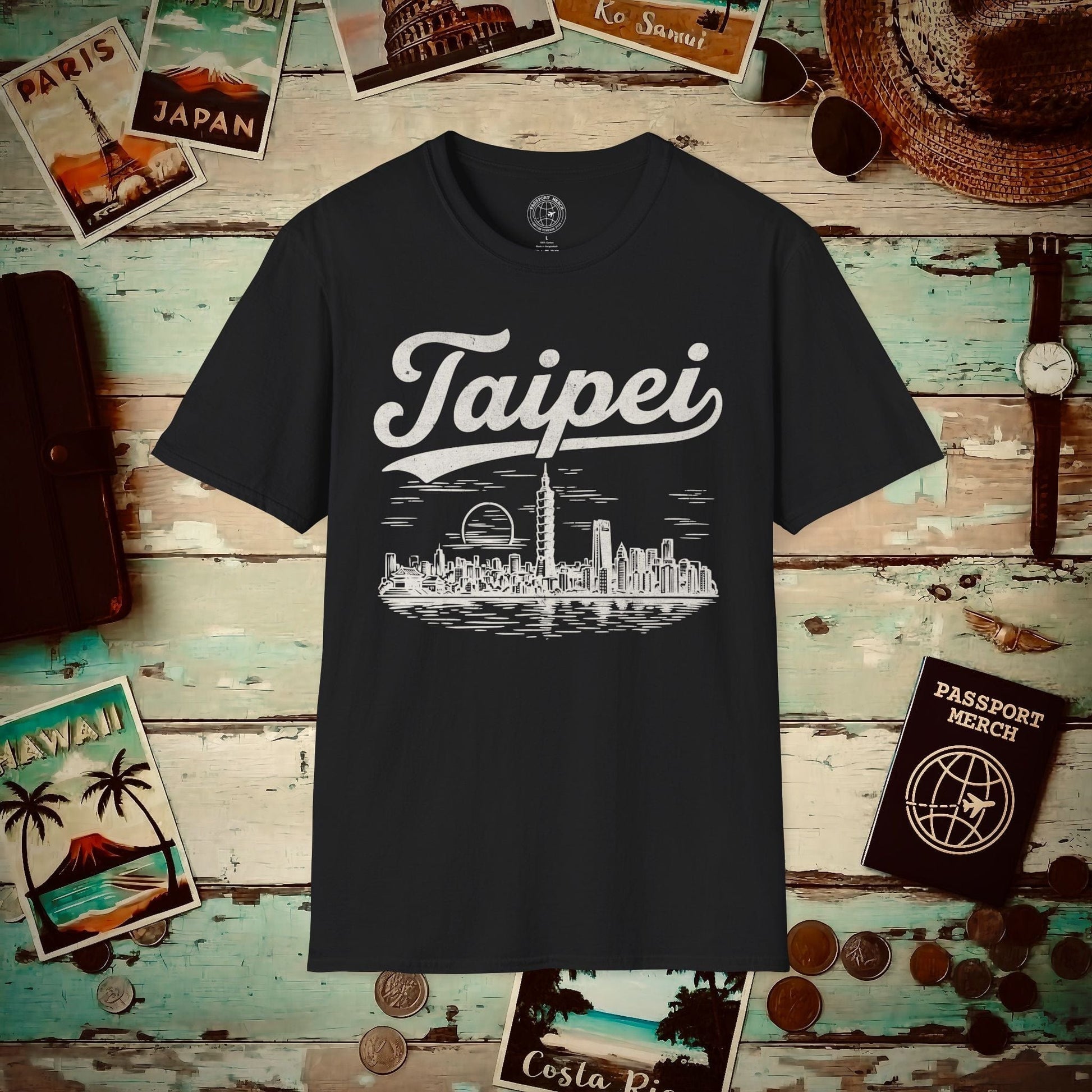 Taipei Vintage Monochrome T-Shirt Black / S