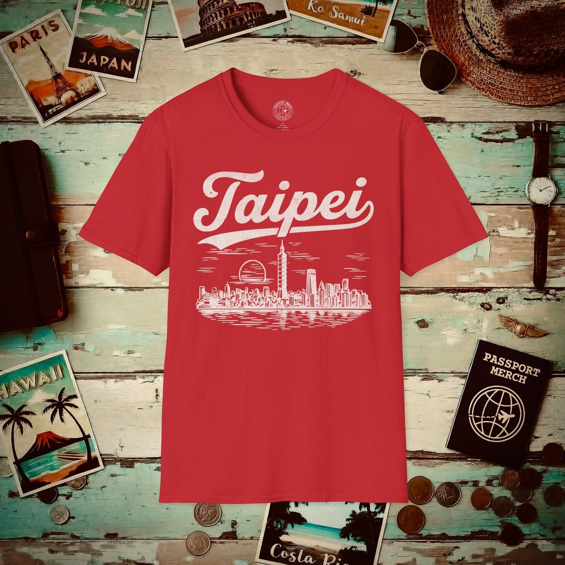 Taipei Vintage Monochrome T-Shirt Red / S
