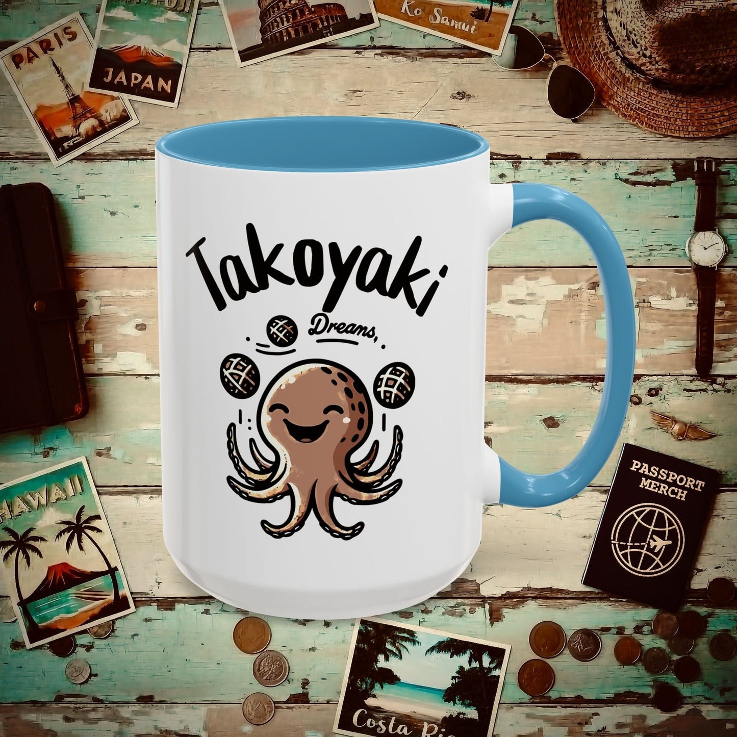 Takoyaki Dreams, Japan 15oz Mug Light Blue / 15oz