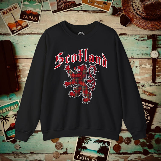Tartan Lion Rampant, Scotland, UK Crewneck Black / S