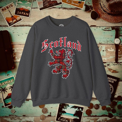 Tartan Lion Rampant, Scotland, UK Crewneck Dark Heather / S