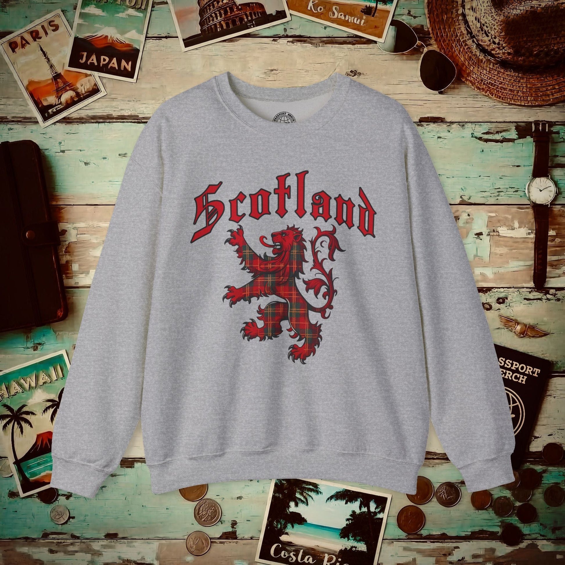 Tartan Lion Rampant, Scotland, UK Crewneck Sport Grey / S