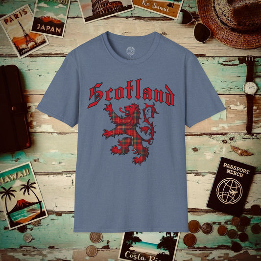Tartan Lion Rampant, Scotland, UK T-Shirt Heather Indigo / S