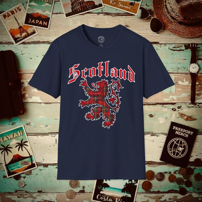Tartan Lion Rampant, Scotland, UK T-Shirt Navy / S