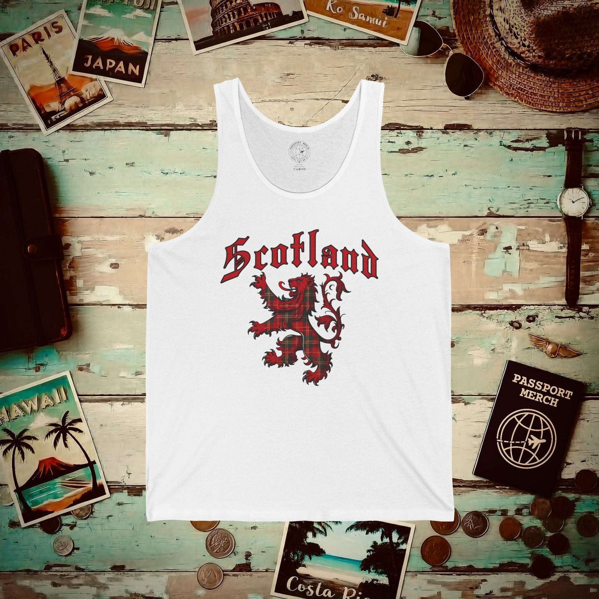 Tartan Lion Rampant, Scotland, UK Tank Top White / XS