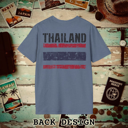 Thailand Vintage Flag Back Print T-Shirt Heather Indigo / S