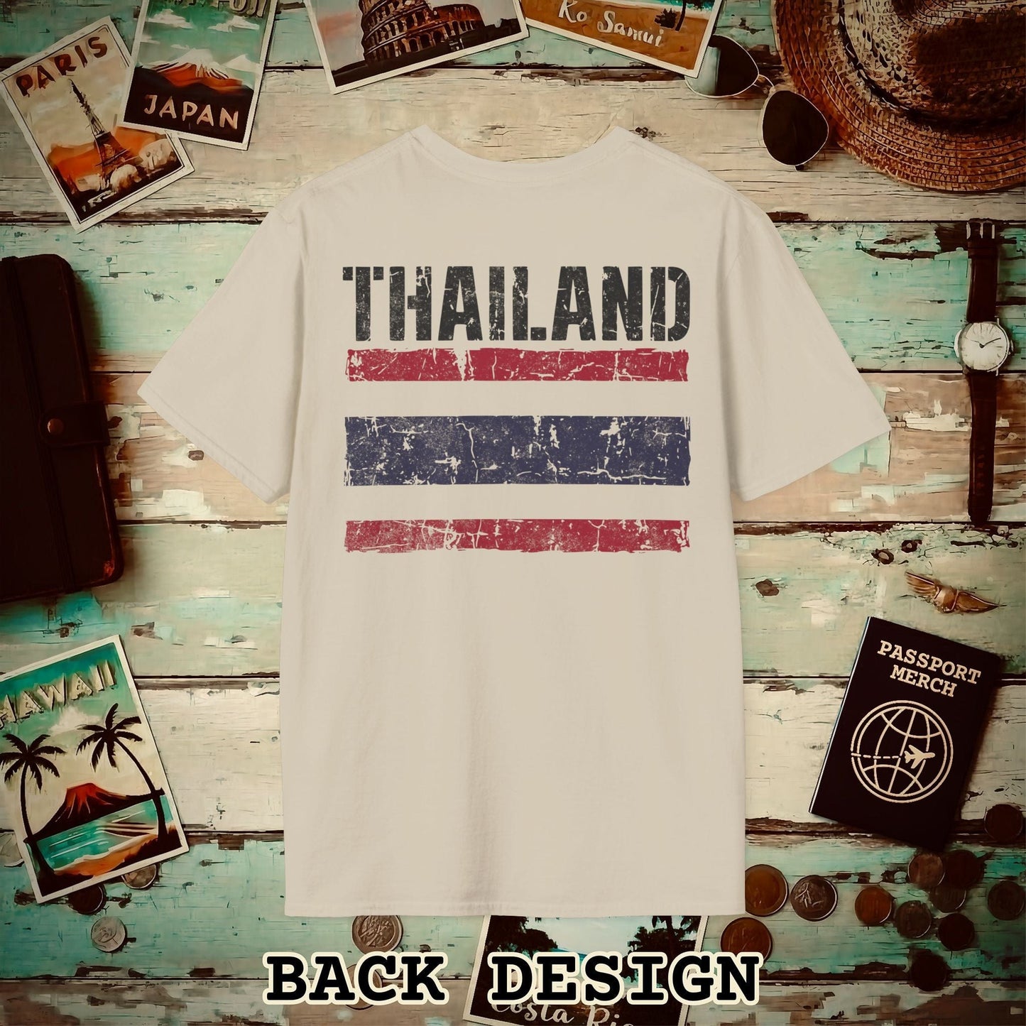 Thailand Vintage Flag Back Print T-Shirt Sand / S