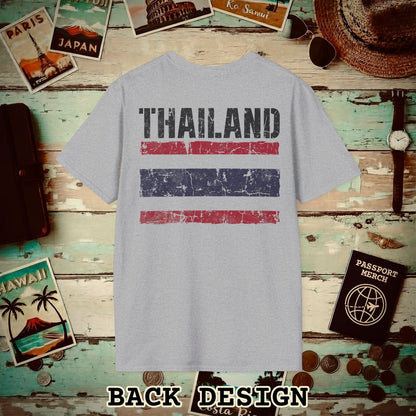 Thailand Vintage Flag Back Print T-Shirt Sport Grey / S