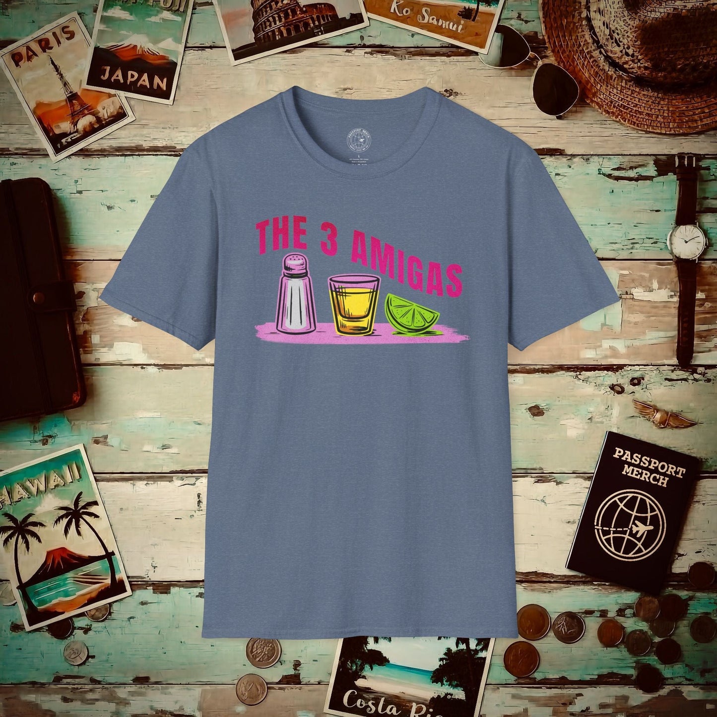 The 3 Amigas, Mexico T-Shirt Heather Indigo / S