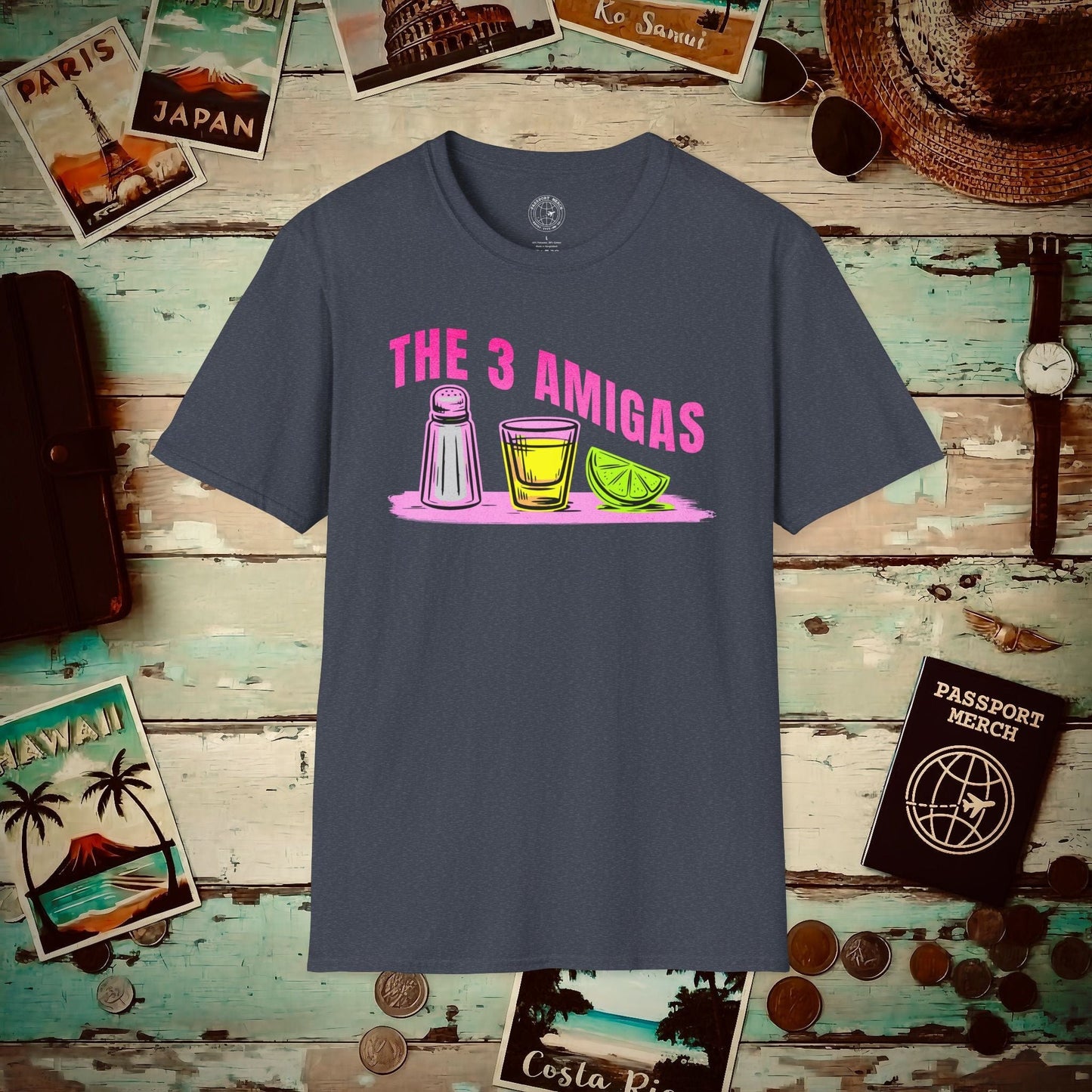 The 3 Amigas, Mexico T-Shirt Heather Navy / S