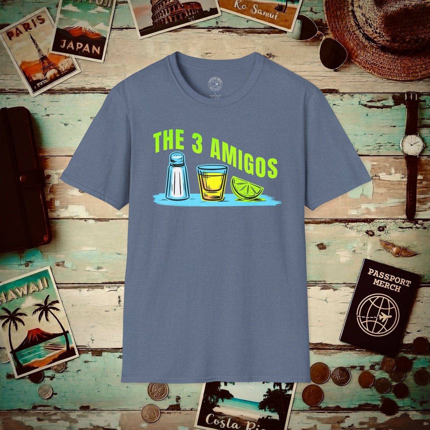 The 3 Amigos, Mexico T-Shirt Heather Indigo / S