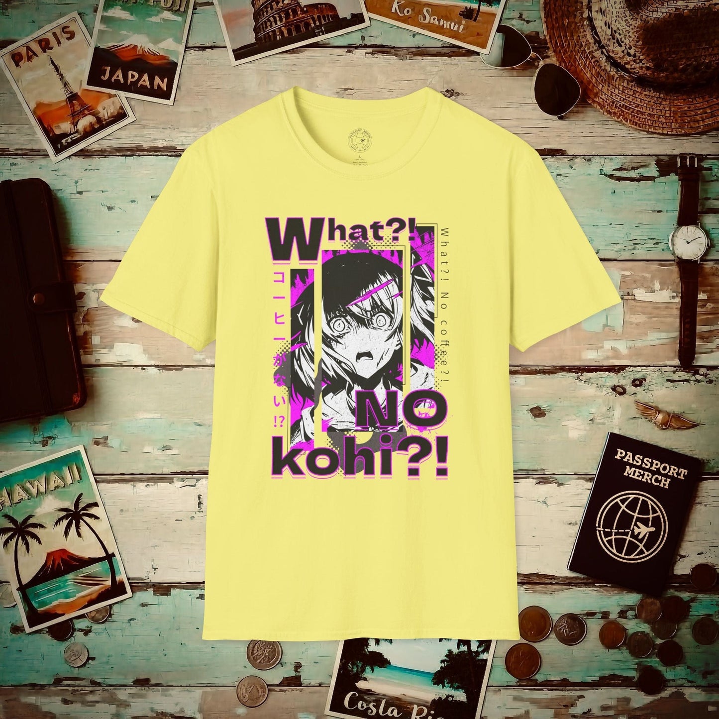 The "What?! No kohi?!" Anime Terror Face Japan T-Shirt Cornsilk / S