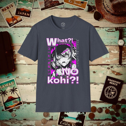 The "What?! No kohi?!" Anime Terror Face Japan T-Shirt Heather Navy / S