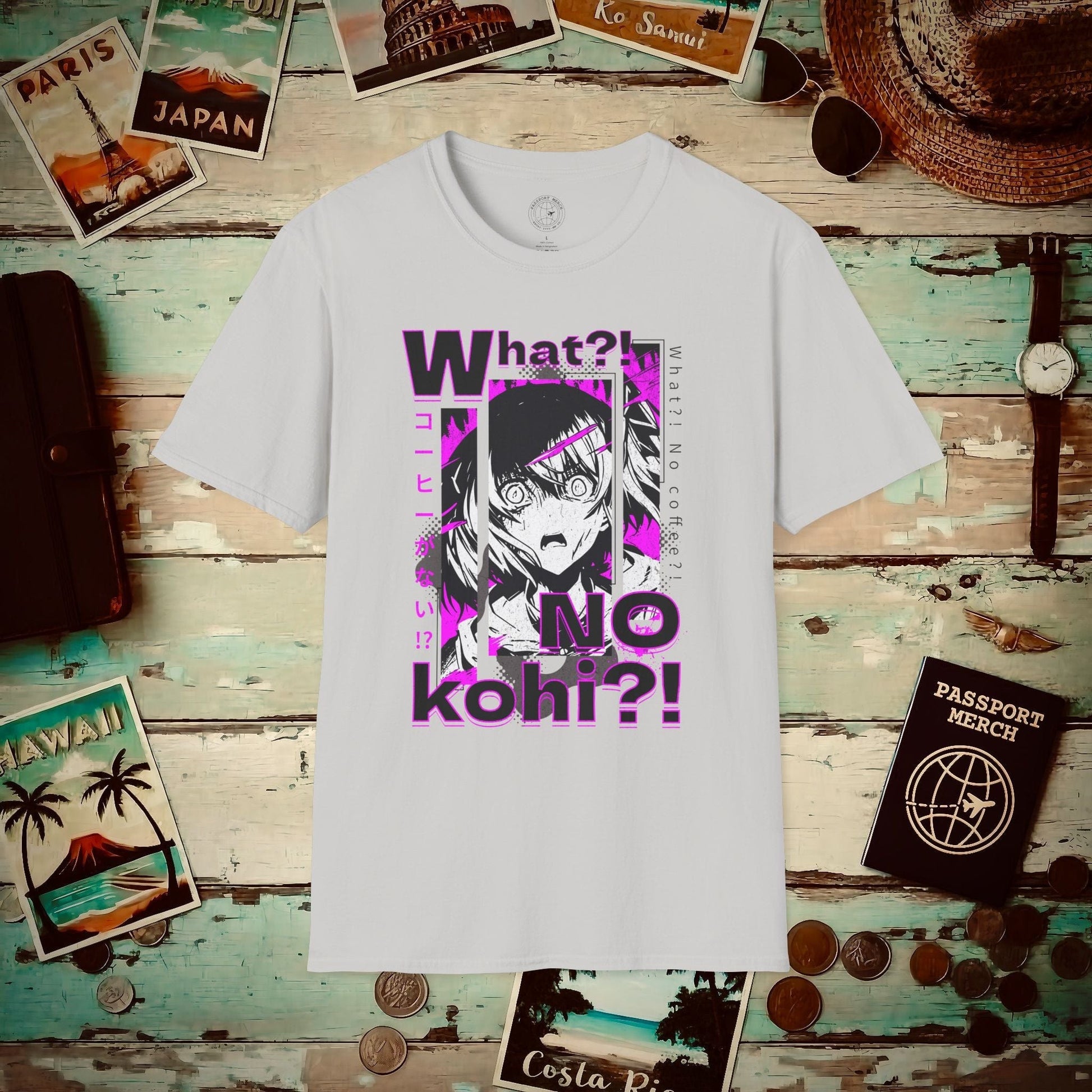 The "What?! No kohi?!" Anime Terror Face Japan T-Shirt Ice Grey / S