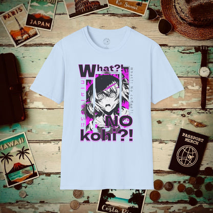 The "What?! No kohi?!" Anime Terror Face Japan T-Shirt Light Blue / S