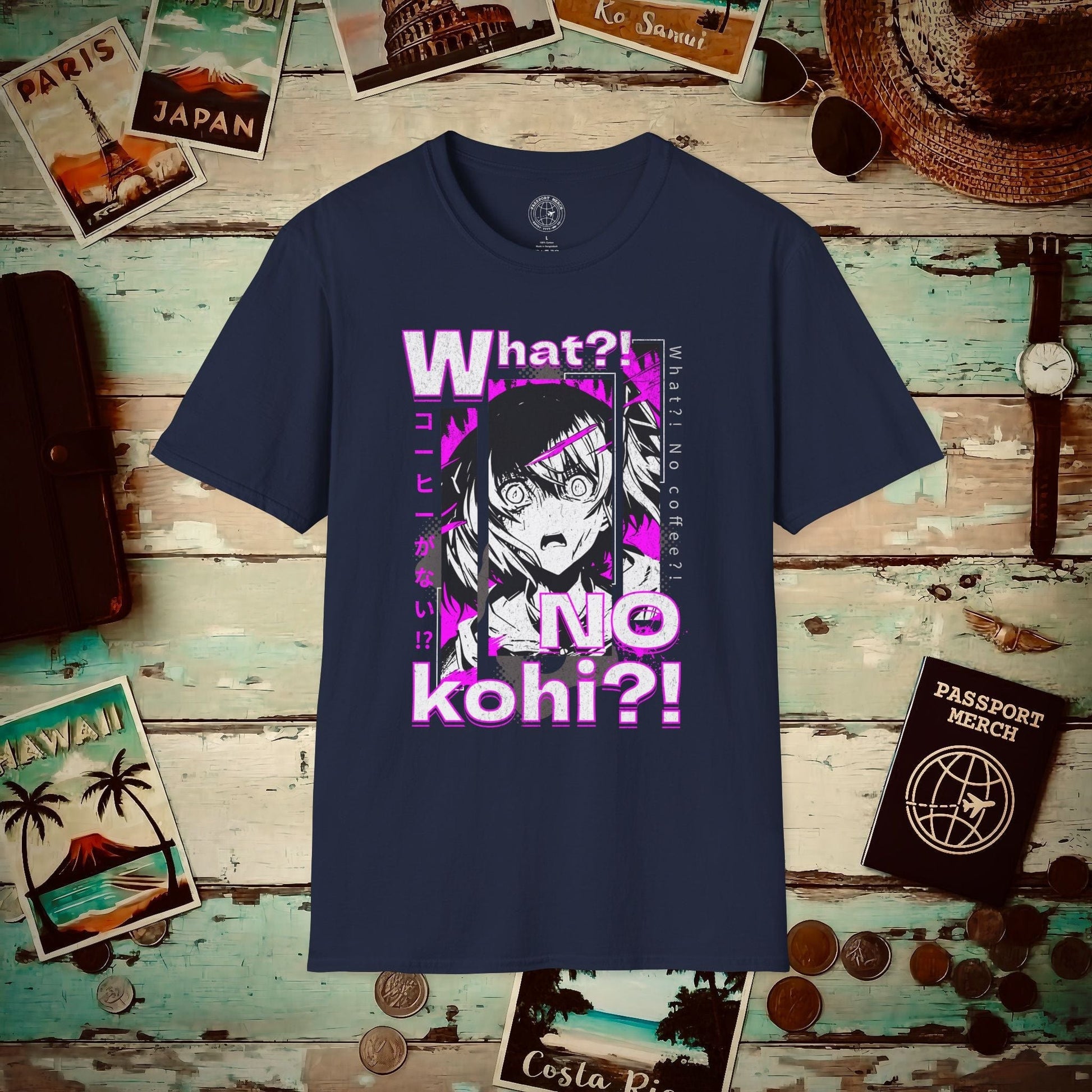 The "What?! No kohi?!" Anime Terror Face Japan T-Shirt Navy / S