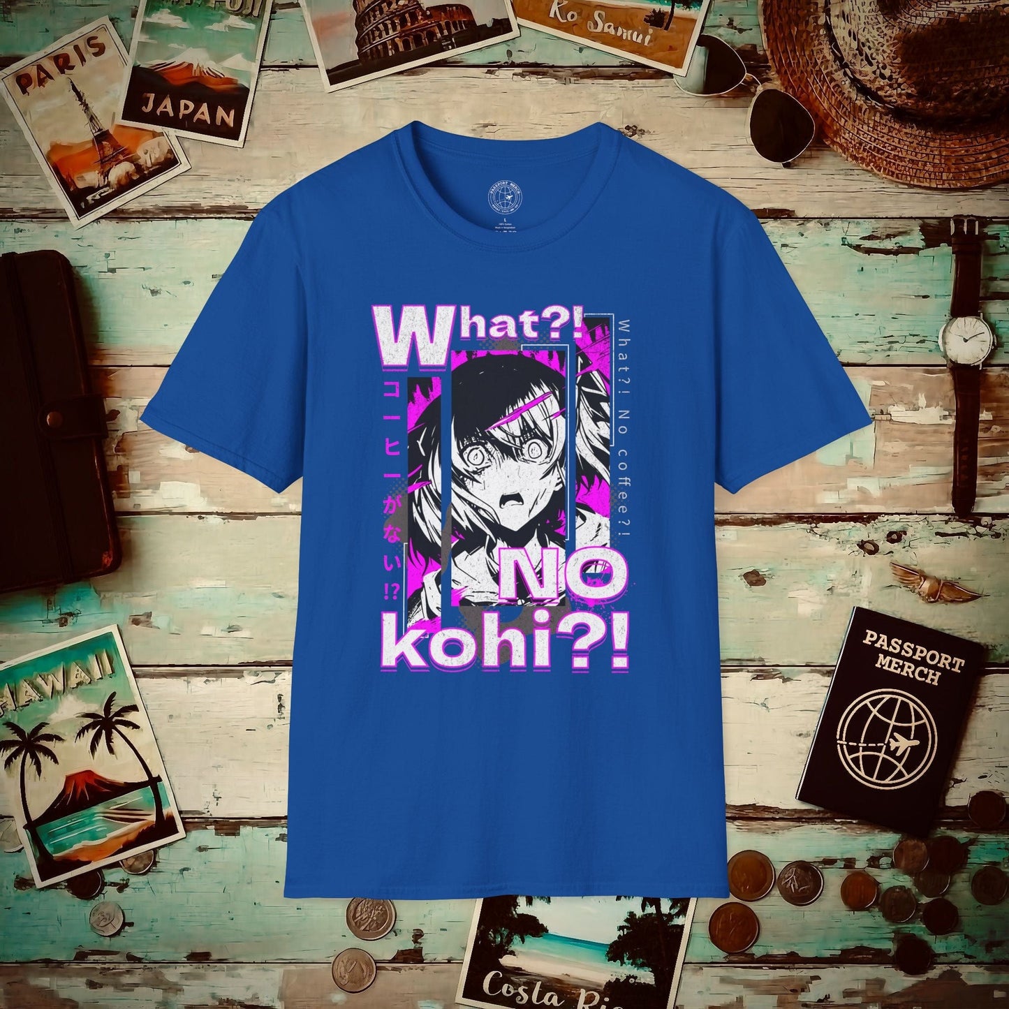 The "What?! No kohi?!" Anime Terror Face Japan T-Shirt Royal / S