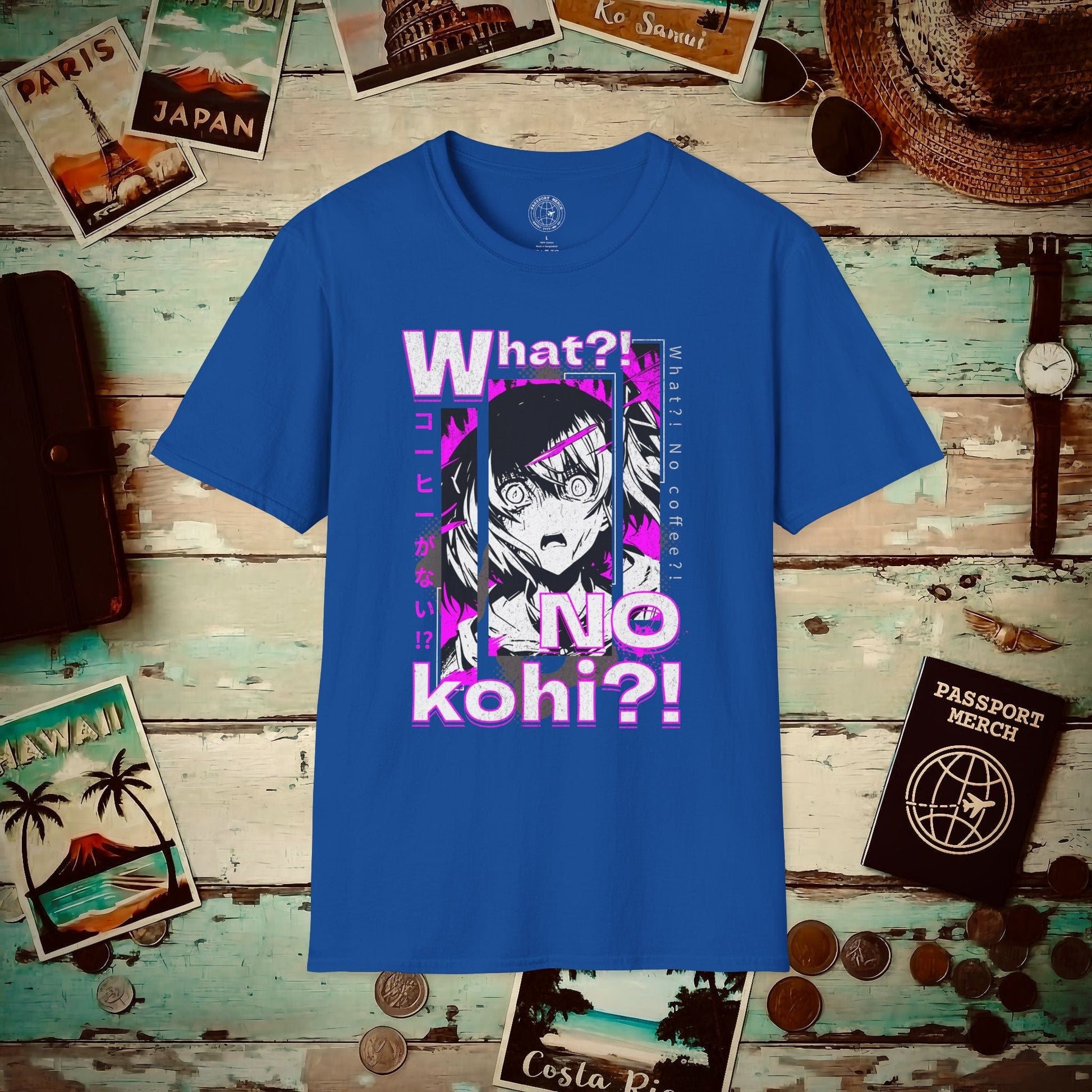 The "What?! No kohi?!" Anime Terror Face Japan T-Shirt Royal / S