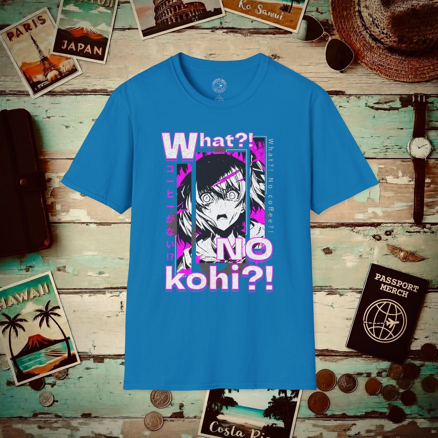 The "What?! No kohi?!" Anime Terror Face Japan T-Shirt Sapphire / S
