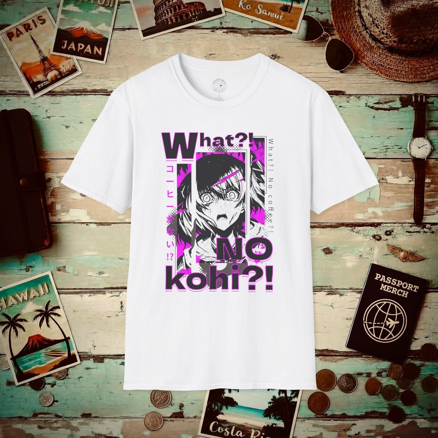 The "What?! No kohi?!" Anime Terror Face Japan T-Shirt White / S