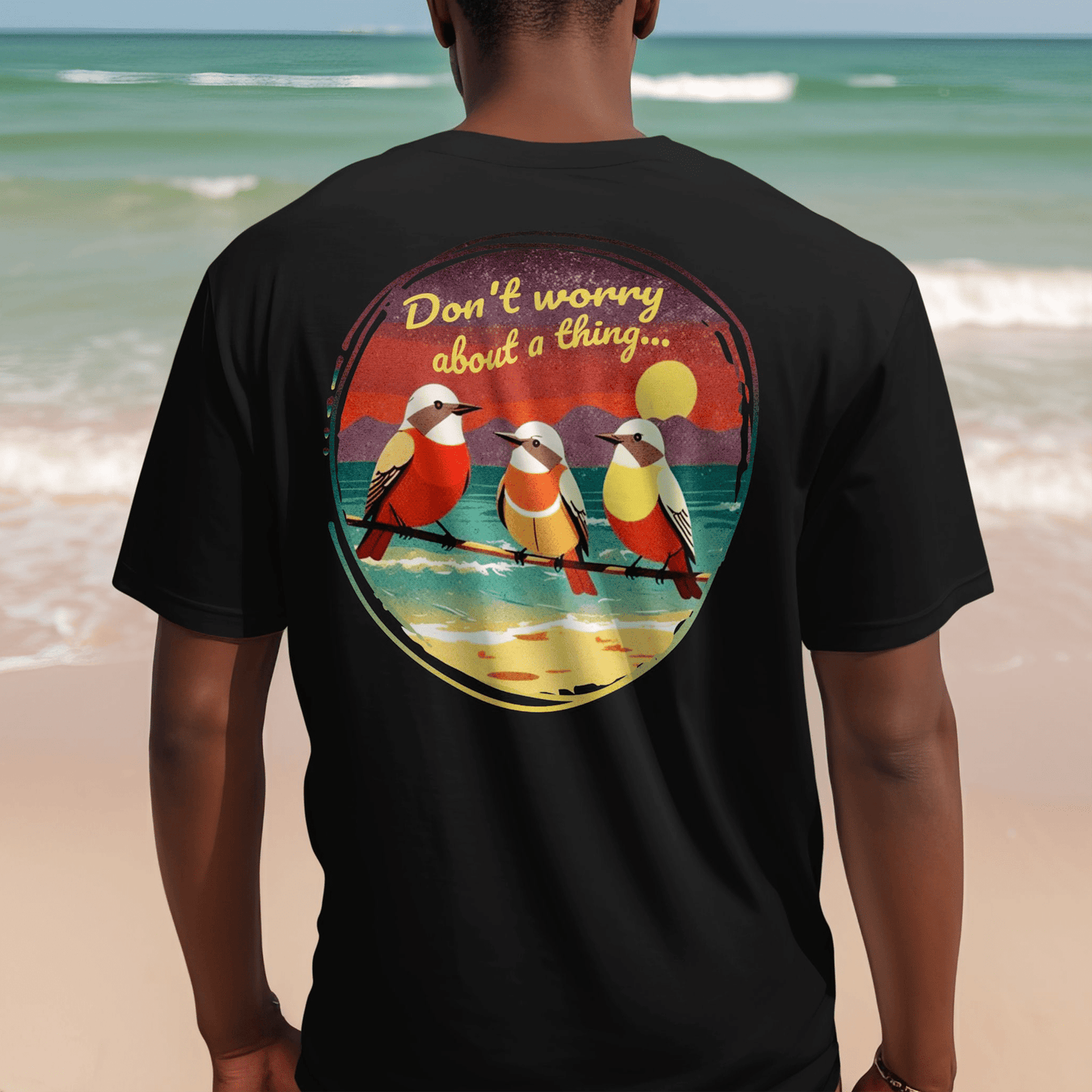 Three Little Birds, Jamaica, Back Print T-Shirt Black / S
