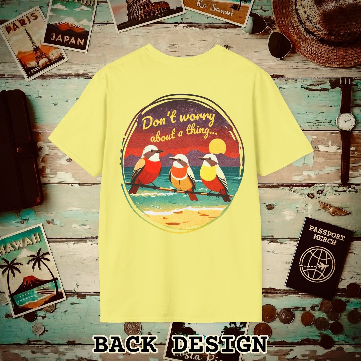 Three Little Birds, Jamaica, Back Print T-Shirt Cornsilk / S