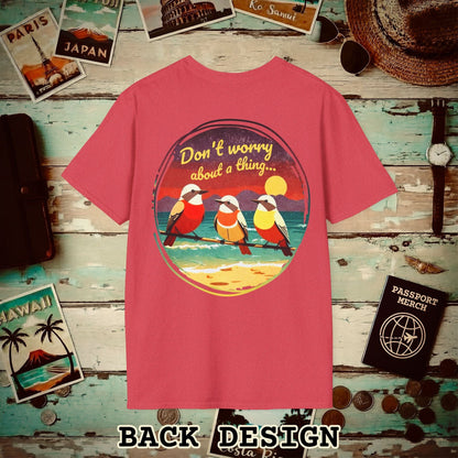 Three Little Birds, Jamaica, Back Print T-Shirt Heather Red / S