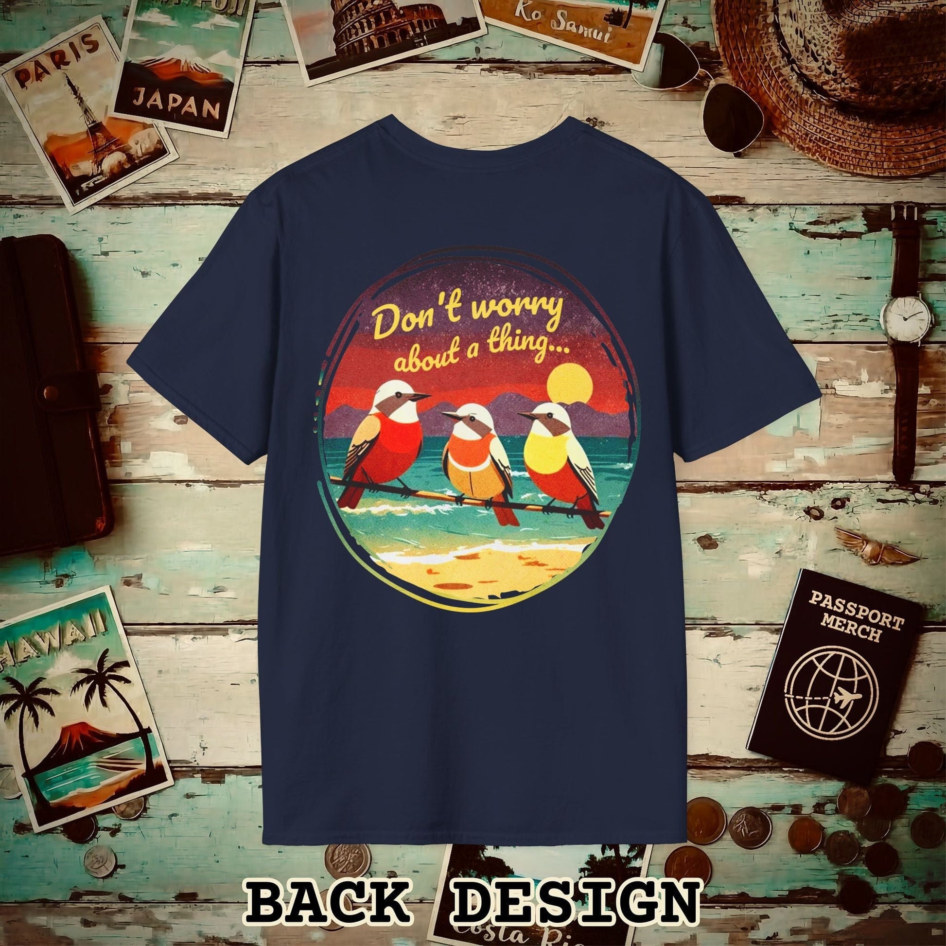 Three Little Birds, Jamaica, Back Print T-Shirt Navy / S