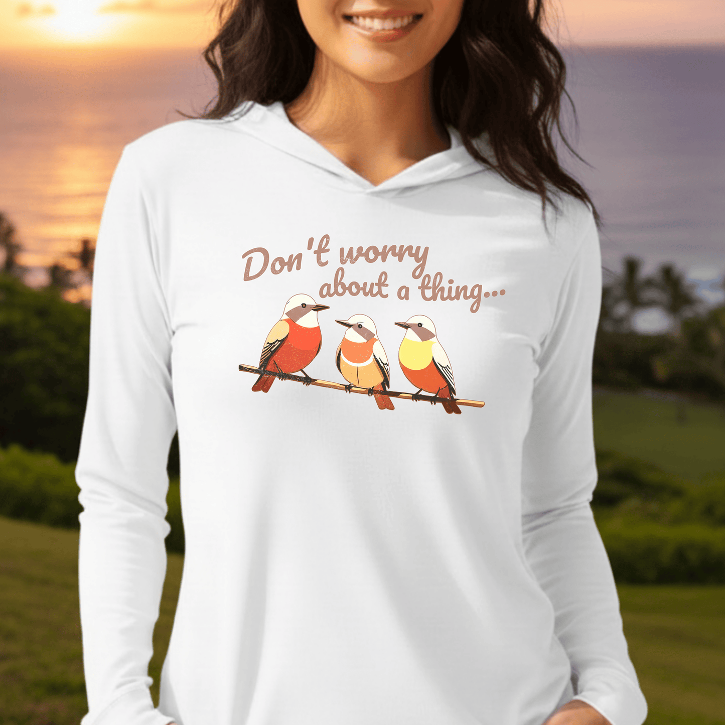 Three Little Birds, Jamaica Hooded Long Sleeve White / XS